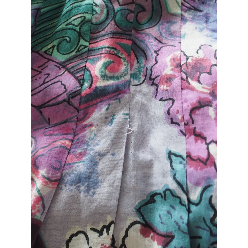 Vintage Casual Studio Cotton Floral Purple Pleated Midi Skirt XL Good Lined - Picture 6 of 11